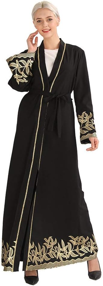 Muslim Dresses for Women,Minshao Women Floral Printed Long Dress Robe Open Abaya Cardigan Muslim Dubai Robe Gown