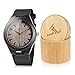 Men Wood Watch BOBO BIRD Vintage Analog Quartz Wooden Wrist Watches Casual Mens Watch with Cowhide Leather Strap Band Black Handmade