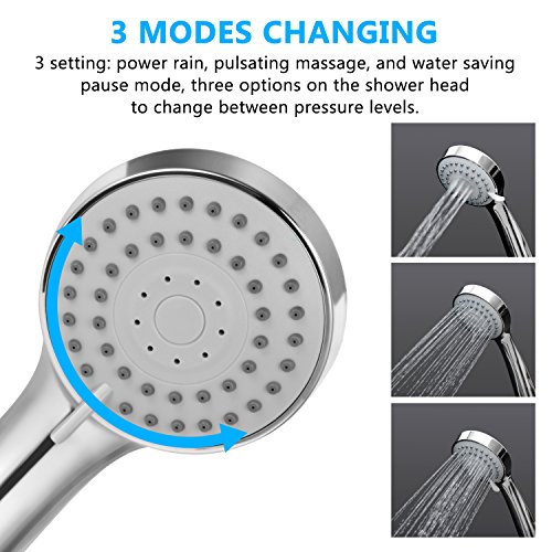 Benewell Handheld High Pressure Shower Head with Hose, Bracket and Teflon Tape - Easy Installation Rainfall Hand Held Showerhead & Adjustable Mount, Best for Massage,Spa - Thumbnail 2