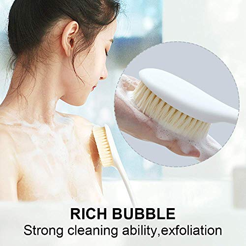 Soft Bath Brush With 14" Long Handle, Johnbee Gentle Exfoliating Nylon Body Scrubber (Gray)