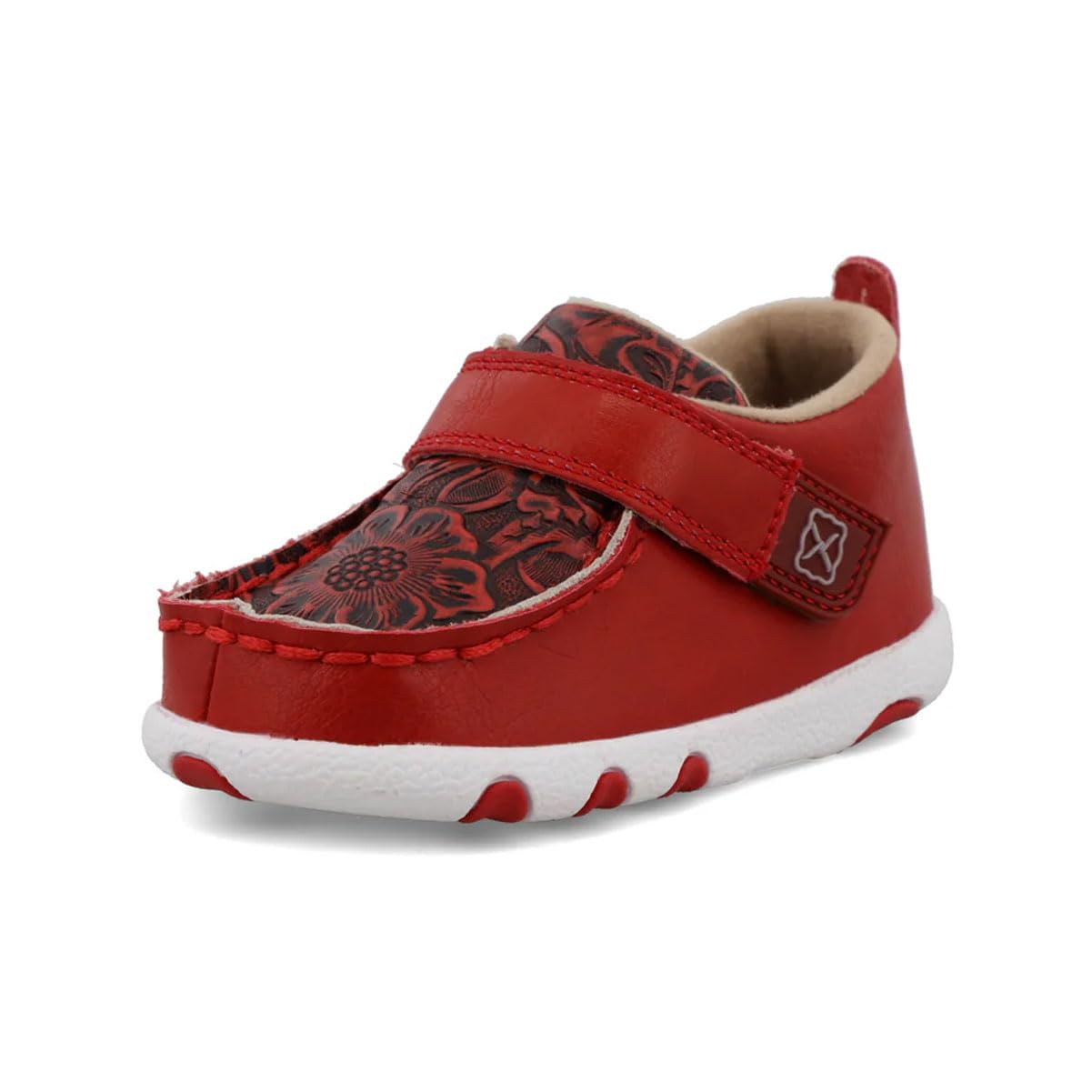 Twisted X Infant’s Driving Moc, Moc Toe, Cherry Red & Tooled Red, 2 M