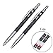 Eshylala 2 Pack 2.0 mm Lead Holder Metal Mechanical Pencil Automatic Mechanical Drafting Pencil for Draft Drawing,Carpenter,Crafting, Art Sketching + 24 Leads (Black)