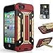 iPhone 5S Card Case, iPhone 5 Case - SOWOKO iPhone SE Shockproof Case [Kickstand Series] Slim Rugged Dual Layer Armor Heavy Duty Protection Cover for Apple iPhone 5S/5/SE (Red/Gold)