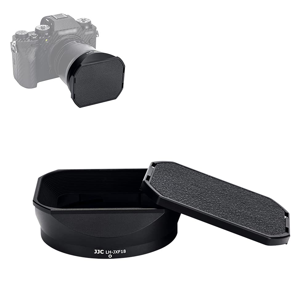 JJC LH-XF18 Metal Lens Hood with Hood Cap for Fujifilm Fujinon XF18mm F1.4 R LM WR Lens, Replaces Original Fuji LH-XF18 Lens Hood