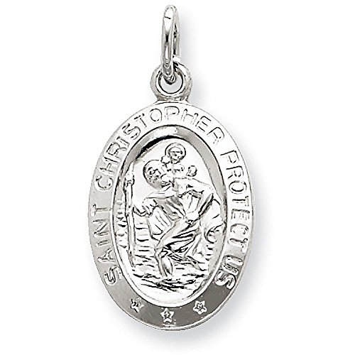 Sterling Silver Saint Christopher Medal - (0.87 in x 0.39 in)
