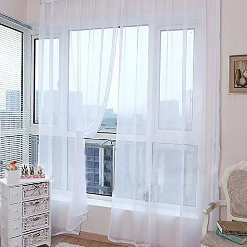 200cm x 80cm 1 PCS Curtain Drape,veyikdg Pure Color Tulle Rod Pocket Processing Door Window Wall Curtains Drapes Bedroom Living Room Kitchen Home Panel Sheer Scarf Valances Curtains (✿White)