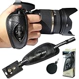 First2savvv OSH0701 Professional Wrist Grip black genuine leather hand Strap for SONY DSC-HX400 / HX400V with LENS Cleaning Cloth