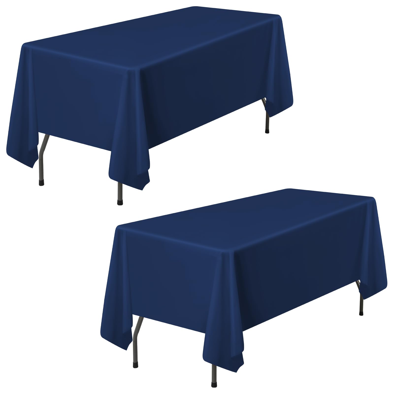 Pesonlook 2Pack Navy Blue Tablecloths for 8 Foot Rectangle Tables 60 x 126 Inch Rectangle Table Cloth Polyester Fabric Washable Table Cloth for Wedding Reception Banquet Party Restaurant — image 1