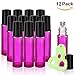 Olilia Glass Roll on Bottles with Metal Roller Balls, Essential Oils Key included 12 Pack of 10ml (Violet-Black Lids)