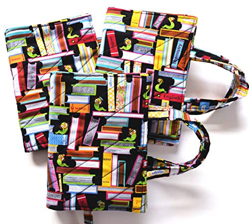 Bookworm Books Quilted Romance,SNUG Small Book Cover with Attached Bookmark,Carry Handles,for book up to 6.5" x 4.25" x 1.5"