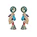 Colorful Bohemia Dangle Earrings Tassel Drop Beaded Ethnic Earrings For Women,Clip On,Green Resin