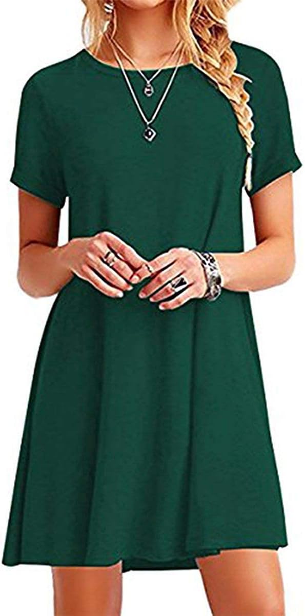 YOUCHAN Tshirt Dress Women Summer Swing Dresses Tee Shirt Short Sleeve Casual Basic Tops T-Shirt A line Loose Fit