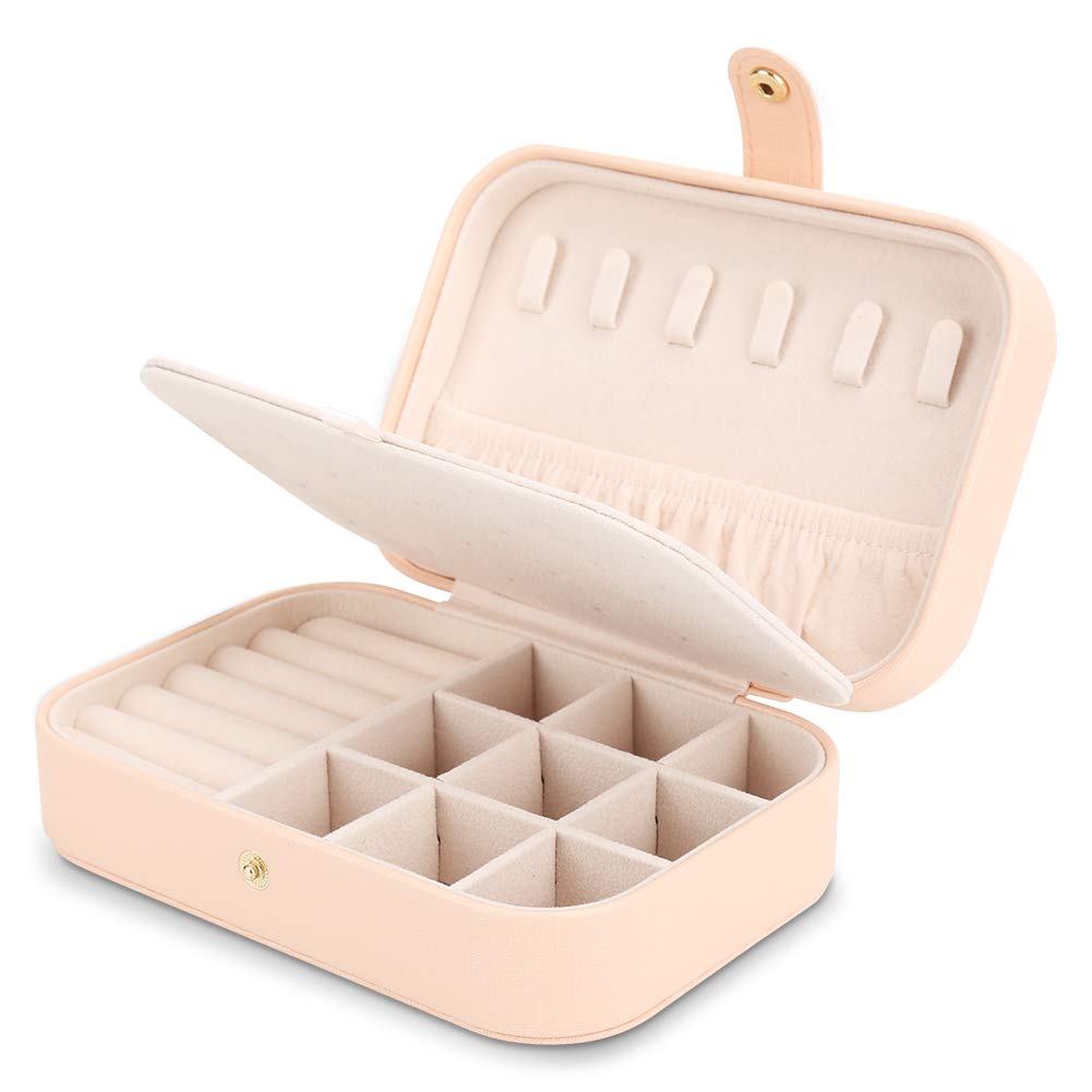 Travel Jewelry Case Jewelry Organizer Box with Two Layer Portable Small Jewelry Storage Case Accessories Holder/Pink
