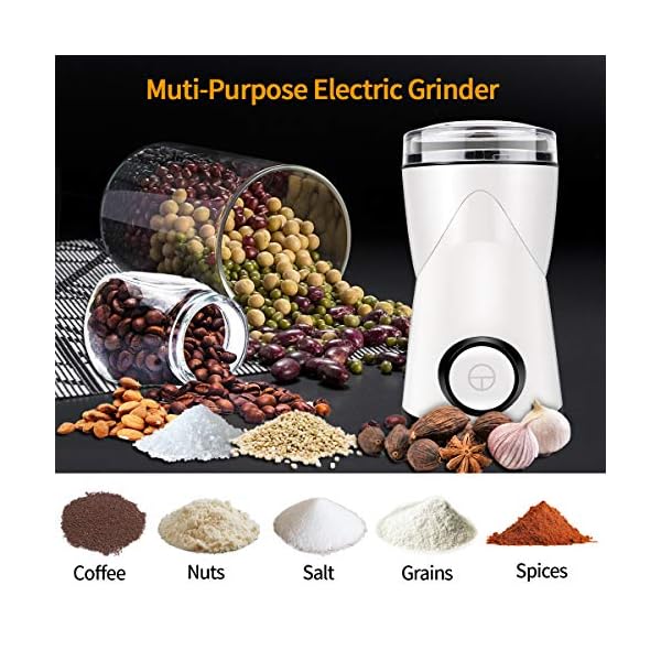 Kaffeemühle Elektrische, morpilot 150W Kaffeemühle mit 70g Fassungsvermögen,Edelstahlmesser, Pinsel, Mühle für… – Bild 6