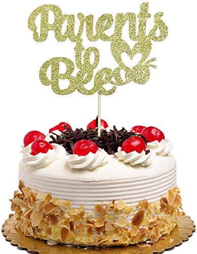 Parents to Bee Cake Topper - Mommy to Be - New Baby Pregnant Announcement - Baby Shower Party Decorations Gold Glitter