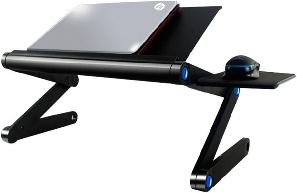 Adjustable Laptop Table Notebook Stand Portable Standing Bed Desk Foldable Sofa Breakfast Tray Bed Simple Foldable Aluminum Dormitory Lazy Small Table Study Desk-Black A