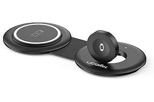 UCOMX Nano Mini Magnetic 2 in 1 Wireless Charger,Traveler Wireless Folding Charging Station,Compatible for iPhone 12/13/14/15 Pro Max,AirPods Pro,iWatch Ultra,Travel Charger for Multple Devices