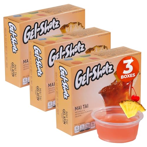 GEL-SHOTZ MAI TAI JELLO MIX – TROPICAL GELATIN POWDER FOR REFRESHING JELLO SHOTS – LOW-CALORIE, JUST ADD WATER – PARTY-READY (3 BOXES)