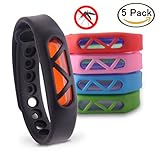 Mosquito Repellent Bracelet 5 pack, 100% All Natural Plant-Based Oil, Non-Toxic Travel Insect Repellent, Safe Deet-Free Band, Soft Silicone Material for Kids & Adults, Keeps Insects & Bugs Away