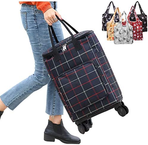 キャリーカート 買い物カート ショッピングキャリー 折りたたみ 保冷保温 軽量 静音 大容量 4輪 運搬 ショッピングカート ギフト おしゃれ 老人車 エコバッグ贈り 敬老の日 発売モデル チェック柄 重い荷物も楽々移動 アウトドア適用