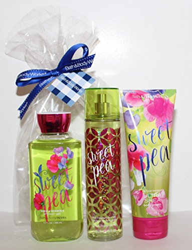 Bath & Body Works ~ Signature Collection ~ Sweet Pea ~ Shower Gel ~ Ultra Shea Body Cream & Fine Fragrance Mist ~ 3 pc Gift Bag