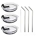 LJY Spill & Leak Proof Tumbler Lids & Steel Straws Set for Yeti Rambler and RTIC Tumblers (30 oz)