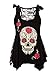 Beautife Women's Skull Print Lace Shirt Patchwork Sleeveless Tank Tops Plus Size