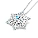 925 Sterling Silver Snowflake Pendant Necklace Blue and White Fleur De Lis, Romantic Jewelry Gift for Her Birthday