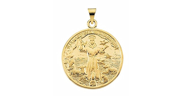 Amazon Com 14k Yellow Gold St Francis Of Assisi Medal 26mm The Men S Jewelry Store Private Collection Clothing Shoes Jewelry