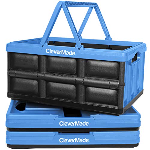 CleverMade Milk Crates, 25L Plastic Stackable Storage Bins CleverCrates