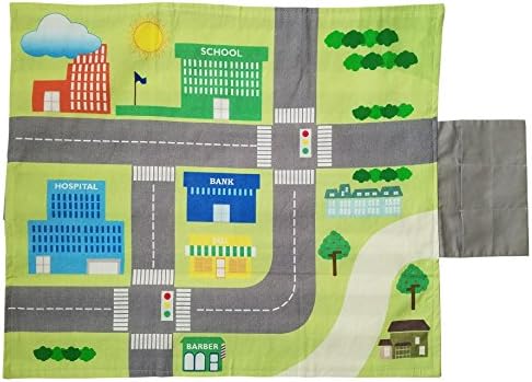 Danha Car Play Mat For Toddlers &amp; Kids 15 x 18.5" | Easily Foldable &amp; Portable City Floor Rug With Velcro Closure | Small Learning Travel Playing Mat With Toy Carry Pouch | Ideal Gift For Girls &amp; Boys