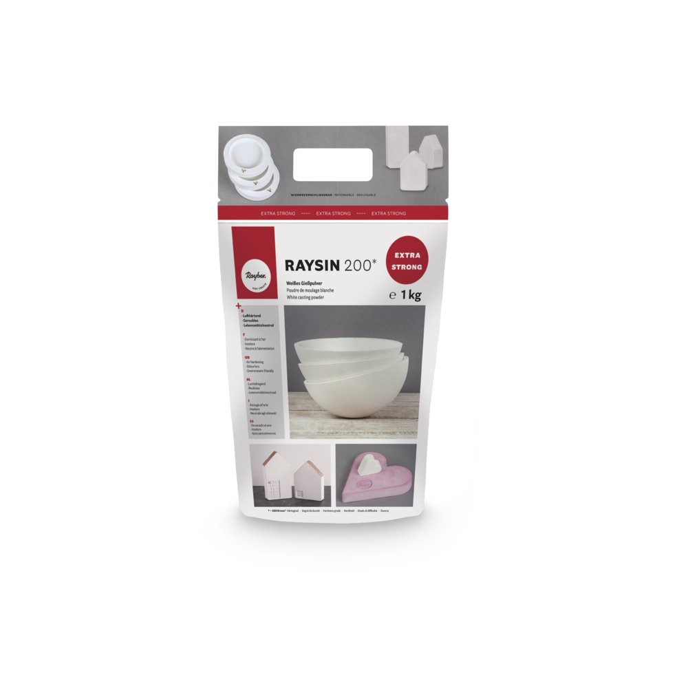 Rayher 3699000 Fine Casting Powder Raysin 200 for Crafts, Plaster of Paris for Modelling, white, 1 kg