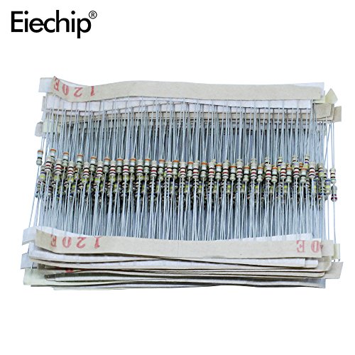 Eiechip 1500Pcs 1/4W 5% Carbon Film Resistors Assorted Kit 75 Values (1 ohm to 10M ohm)