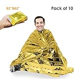 iChefer Emergency Blanket Mylar Survival Blanket 82″ X 62″ Two-Sided Extra Large – Moisture Proof and 90% Heat Retention Foil Space Solar Emergency Thermal Blanket Pack of 10