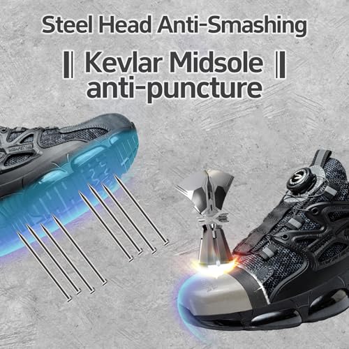 Gugifcto Safety Shoes Men Women Fashion Sneakers Non-slip Lightweight Breathable Comfortable Quick Release Safety Shoes with Steel Toe Cap 36-48 EU 36-48 EU