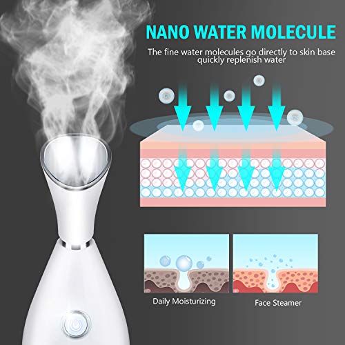 Nano Ionic Facial Steamer,CREPOW Facial Steamer Mini Portable Warm Mist Humidifier Atomizer Sprayer Moisturizing Face Steamer for Home Sauna SPA,Pores Cleanse Clear Blackheads Acne Impurities Skin