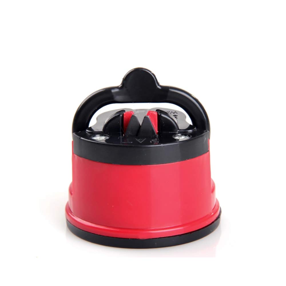 Knife Sharpener with - Professional Knife Sharpening Tool Helps Repair, Restore and Polish Blades,Non-Slip Suction Cup Design,Safe and Easy to Use (red)