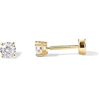 PAVOI 14K Gold Plated Solid 925 Sterling Silver Post Cubic Zirconia Stud Flat Back Earrings for Women | Cartilage Earring | H