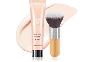 CAKAILA BB Cream Skin Tinted Foundation Makeup,Concealer Full Coverage Lightweight Matte Foundation with Brush,Evens Skin Tone,Oil Control Cover Flaws,Natural Finish for All Skin Types,Vegan - Ivory White