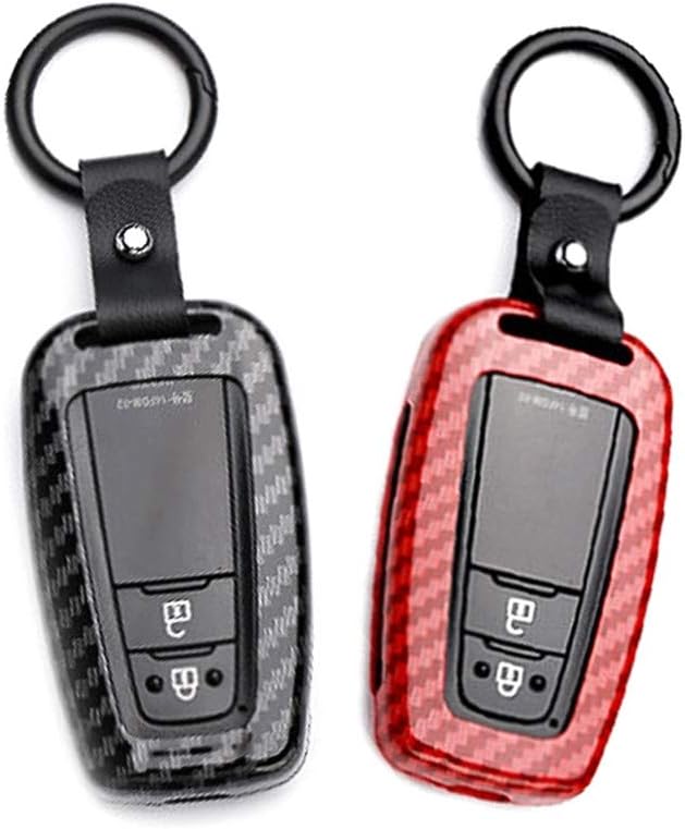 Happyit Zinc alloy Carbon Fiber Car Key Cases Cover Shell for Toyota CHR C-HR Prado Prius Camry Corolla RAV4 2 3 4 Buttons Keyless Keychain (Black) - Image 5