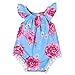 Newborn Kids Baby Girls Clothes Floral Jumpsuit Romper Playsuit + Headband Outfits (0-6 Months, Blue)