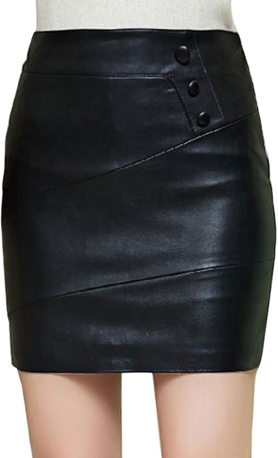uirendjsf Women Faux Leather Mini Skirt 