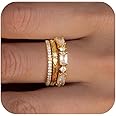 TOBENY Stackable Gold Rings for Women Non Tarnish Trendy 14K Gold Plated Stacking Cubic Zirconia Thin Thumb Ring Set Dainty Promise Wedding Bands Engagement Statement Rings for Women Size 6 7 8 9 10
