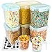 Food Storage Containers, VERONES LARGE SIZE Airtight Sugar, Flour Plastic Containers 6 Pack for Sugar, Flour, Baking Ingredients and Pantry Storage Containers - Microwave, Freezer and Dishwasher Safe.