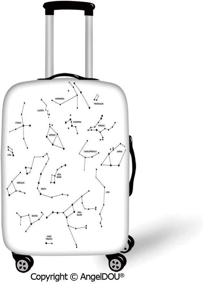 AngelDOU Fashion Elastic Fabric Luggage Protective Cover Constellation Astronomic Theme Group Stars Names Classical Scientific Composition Charcoal Grey White Suitable18-28 Inch Trolley Case Suitcase