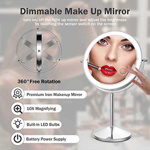 image for Vanity Mirror with Light,10X Magnification Makeup Mirror,Double Sided 