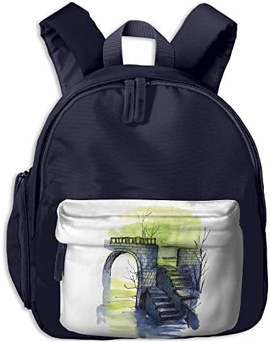 Kid's Cute Wonderful Tranquil Scenery Bridge Watercolor School Bags/Packbags For Boys And Girls