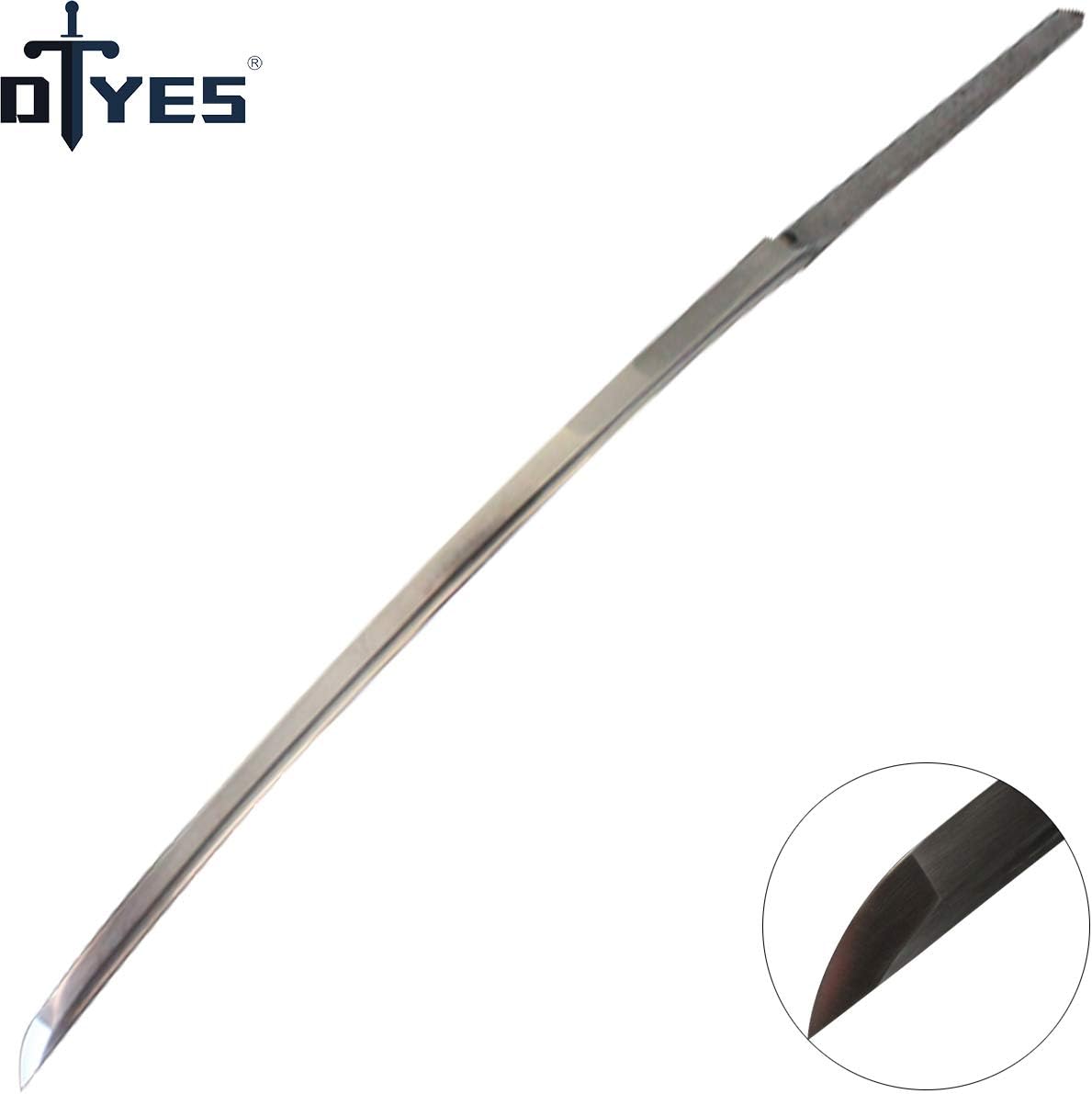 DTYES Japanese Sword Customization, 1060/1095/T10 Carbon Steel/Damascus Folded Steel Curved Blade, Heat Tempered/Clay Tempered, Battle Ready, Razor Sharp, Full Tang, Real Kissaki, Functional