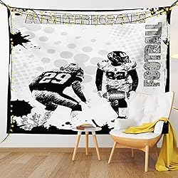 Ambesonne Sports Tapestry, Grungy American Football