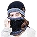Gellwhu Men Winter Slouchy Beanie Hat Scarf Set Women Lined Thick Knit Skull Cap (Hat+Scarf (Black))